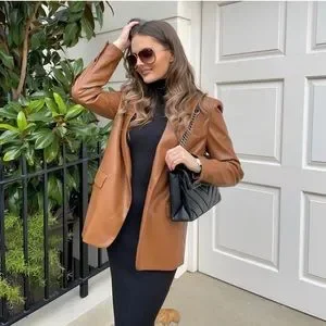Brown Jacket Outfit Ideas Brown Leather Blazer Outfit Zara Jackets